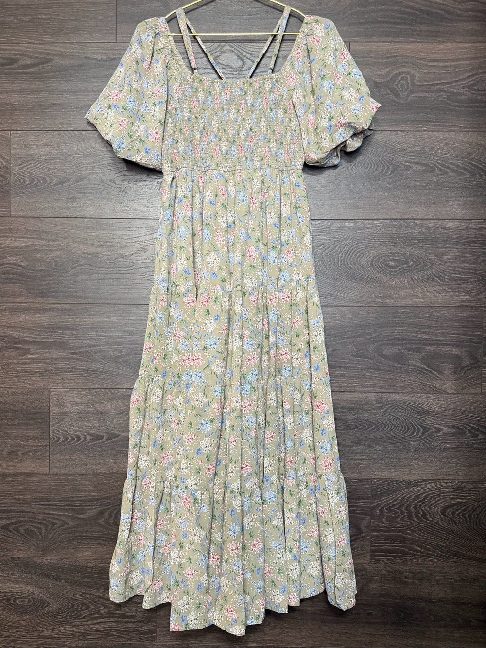 In Loom Floral Puff Sleeve Midi Dress Cottagecore Prairie NWT Medium - Picture 5 of 15